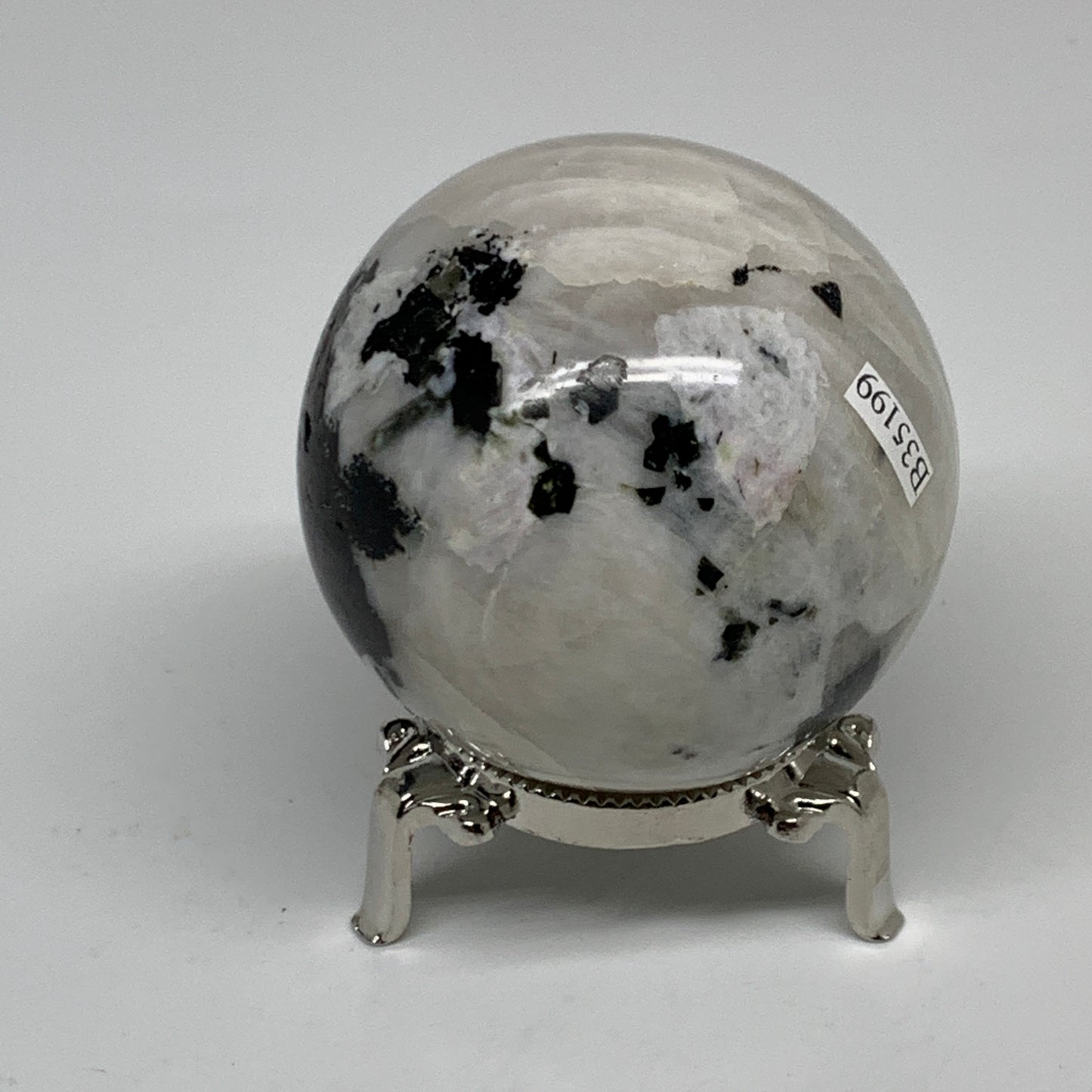 329.9g, 2.5"(63mm), Natural Rainbow Moonstone Sphere Ball Gemstone, B35199