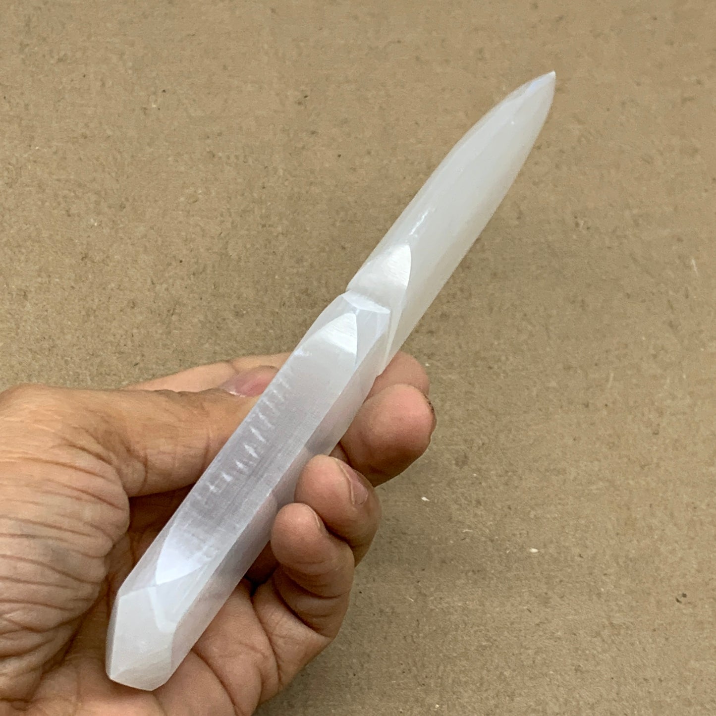 122g, 7.5"x1.3"x0.6", Natural Selenite Crystal Dagger (Satin Spar), B36490