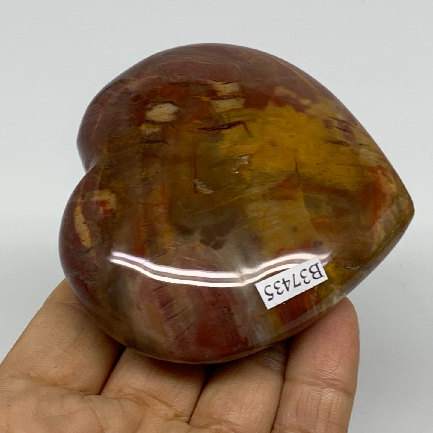 0.46 lbs, 2.9"x3"x1.1", Natural Petrified Wood Heart Polished Crystal, B37435