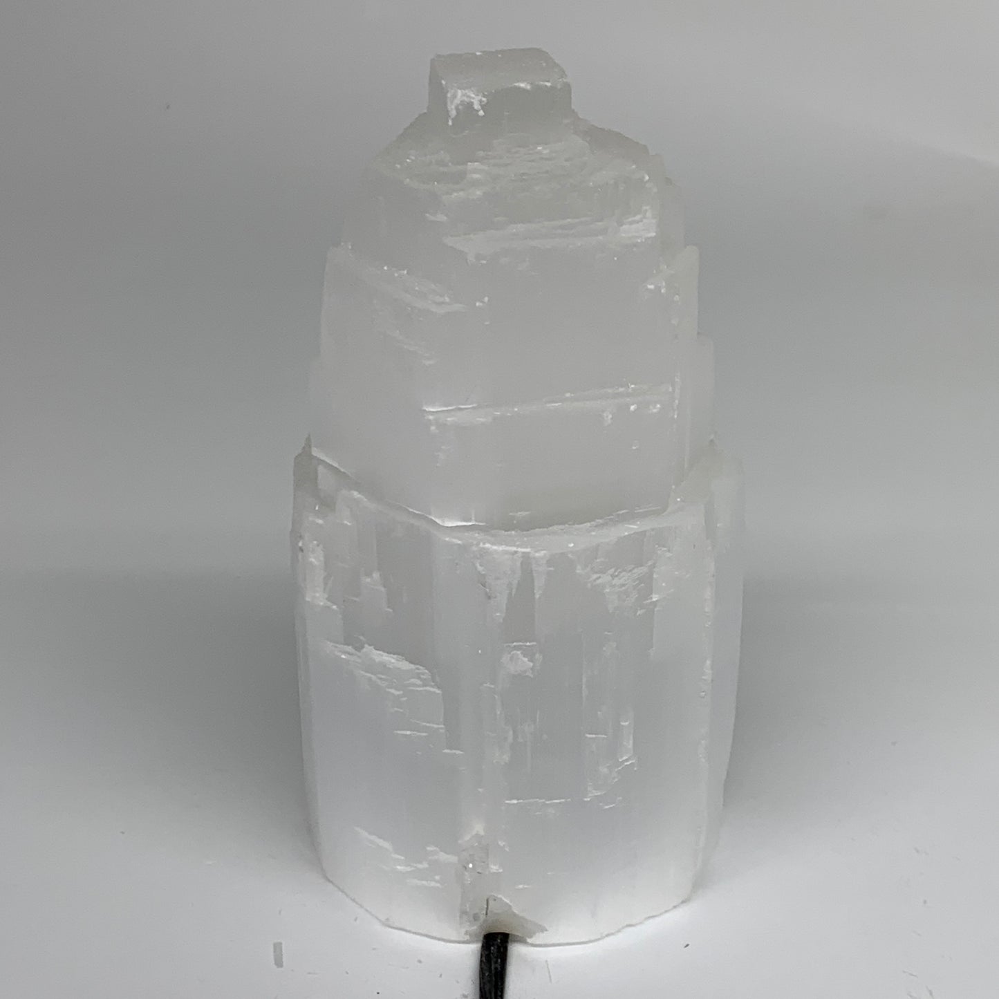2.1 lbs, 6"x3.1", Raw Rough Selenite (Satin Spar) Lamp Tower, 6ft Chord, B35858