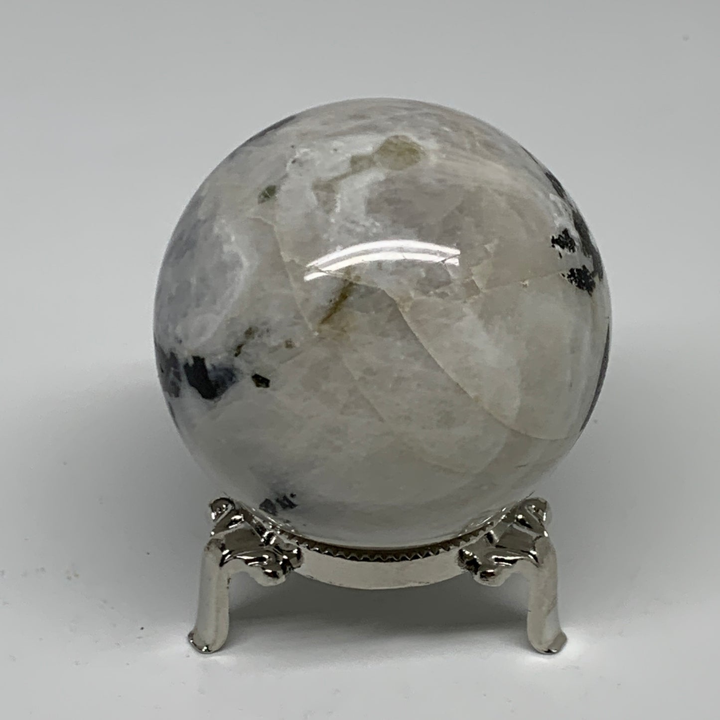 329.9g, 2.5"(63mm), Natural Rainbow Moonstone Sphere Ball Gemstone, B35199