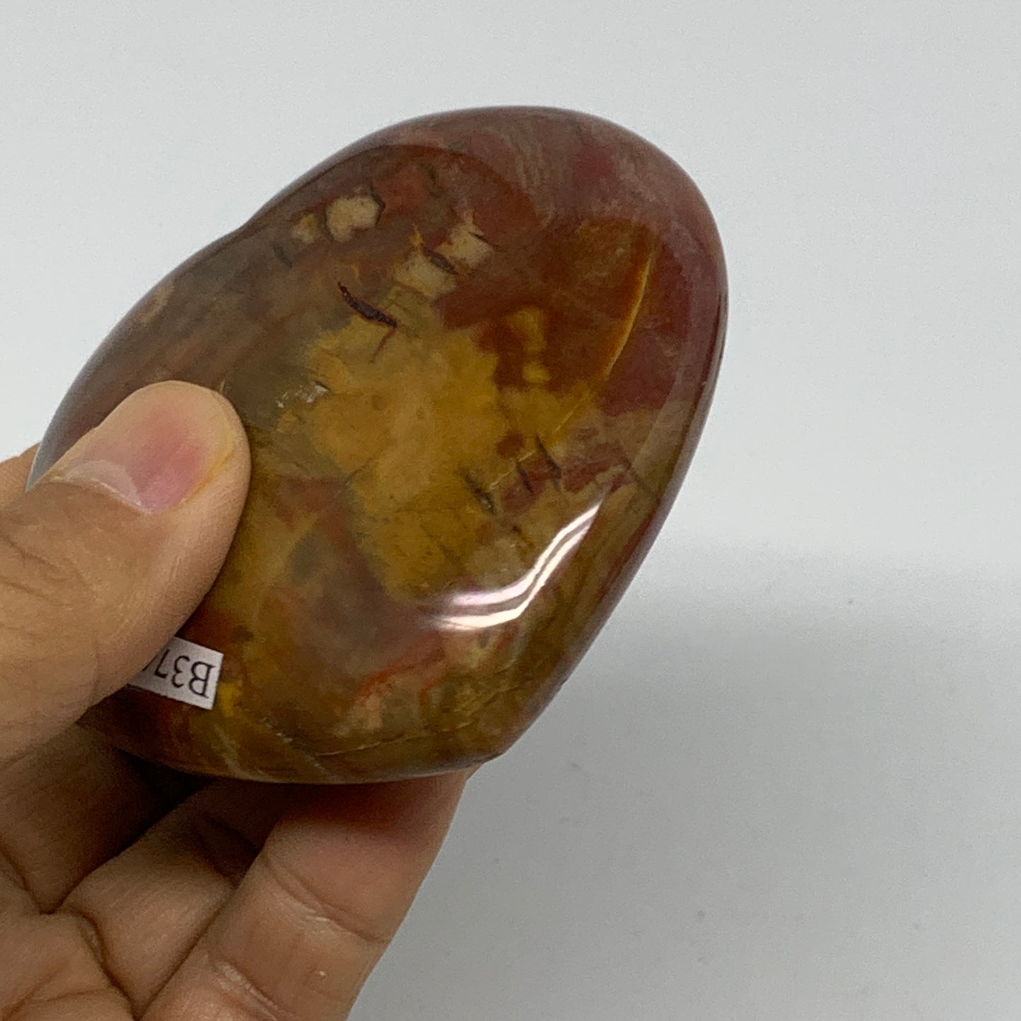 0.46 lbs, 2.9"x3"x1.1", Natural Petrified Wood Heart Polished Crystal, B37435