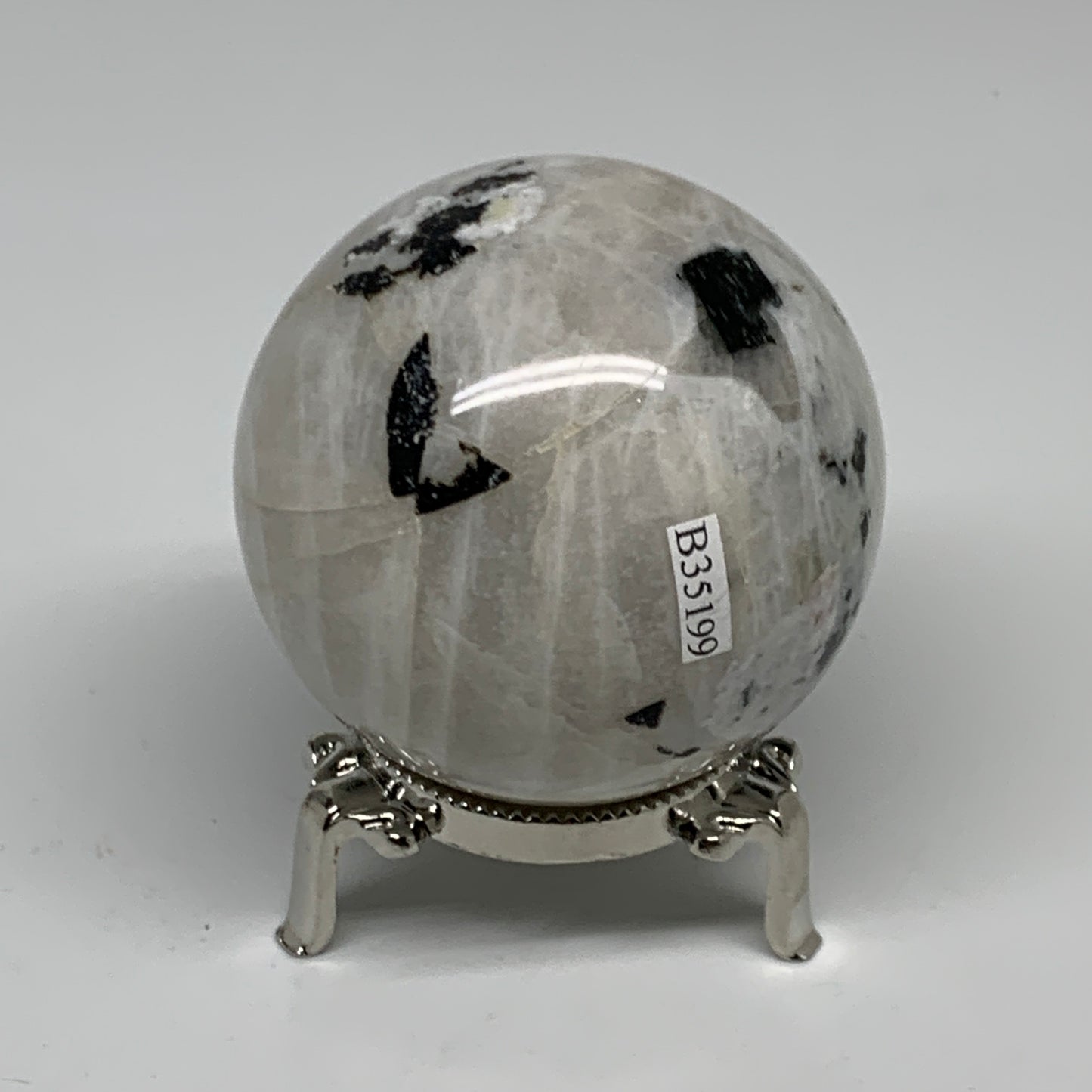 329.9g, 2.5"(63mm), Natural Rainbow Moonstone Sphere Ball Gemstone, B35199