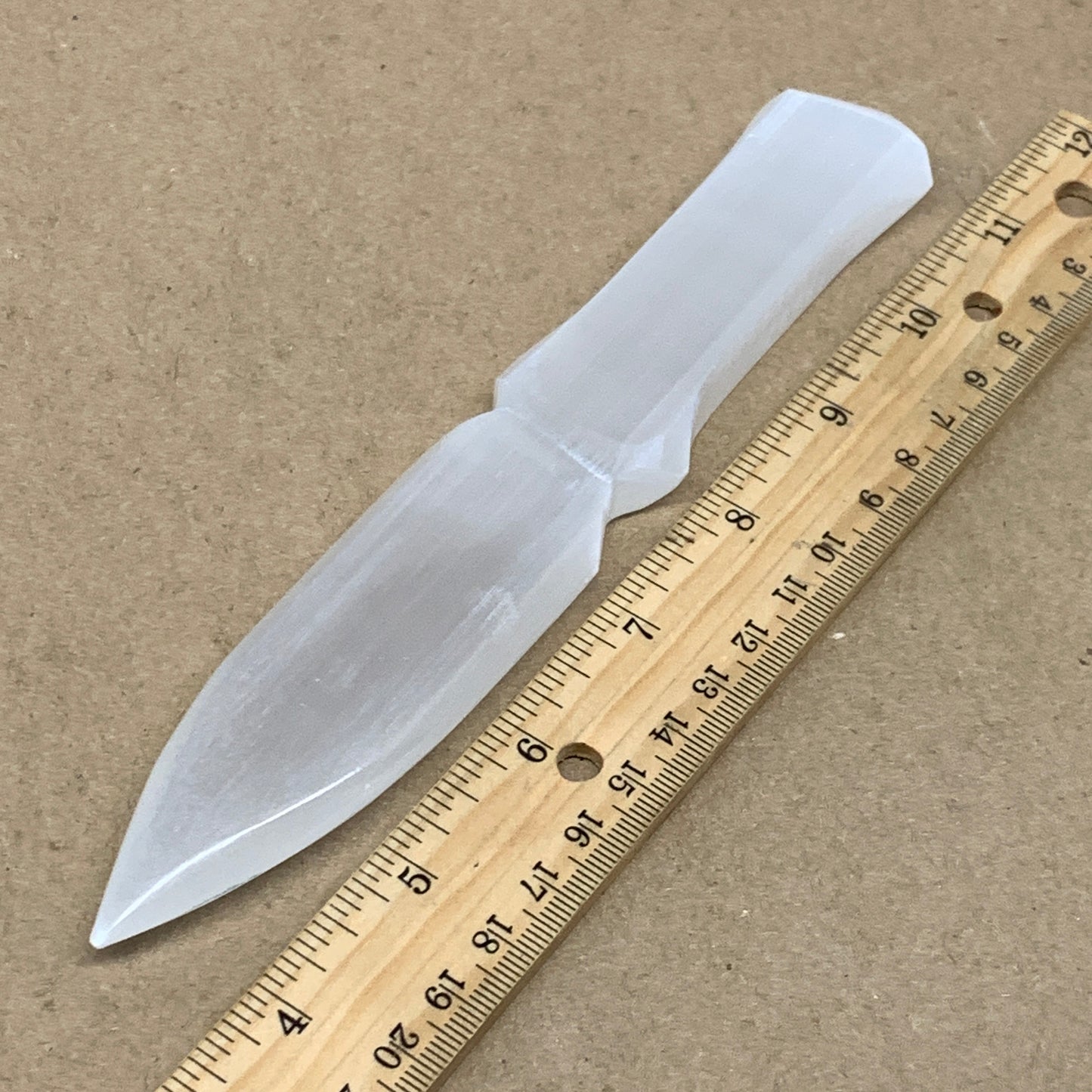 122g, 7.5"x1.3"x0.6", Natural Selenite Crystal Dagger (Satin Spar), B36490
