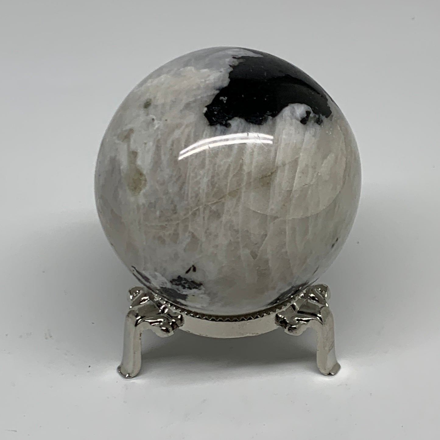 329.9g, 2.5"(63mm), Natural Rainbow Moonstone Sphere Ball Gemstone, B35199