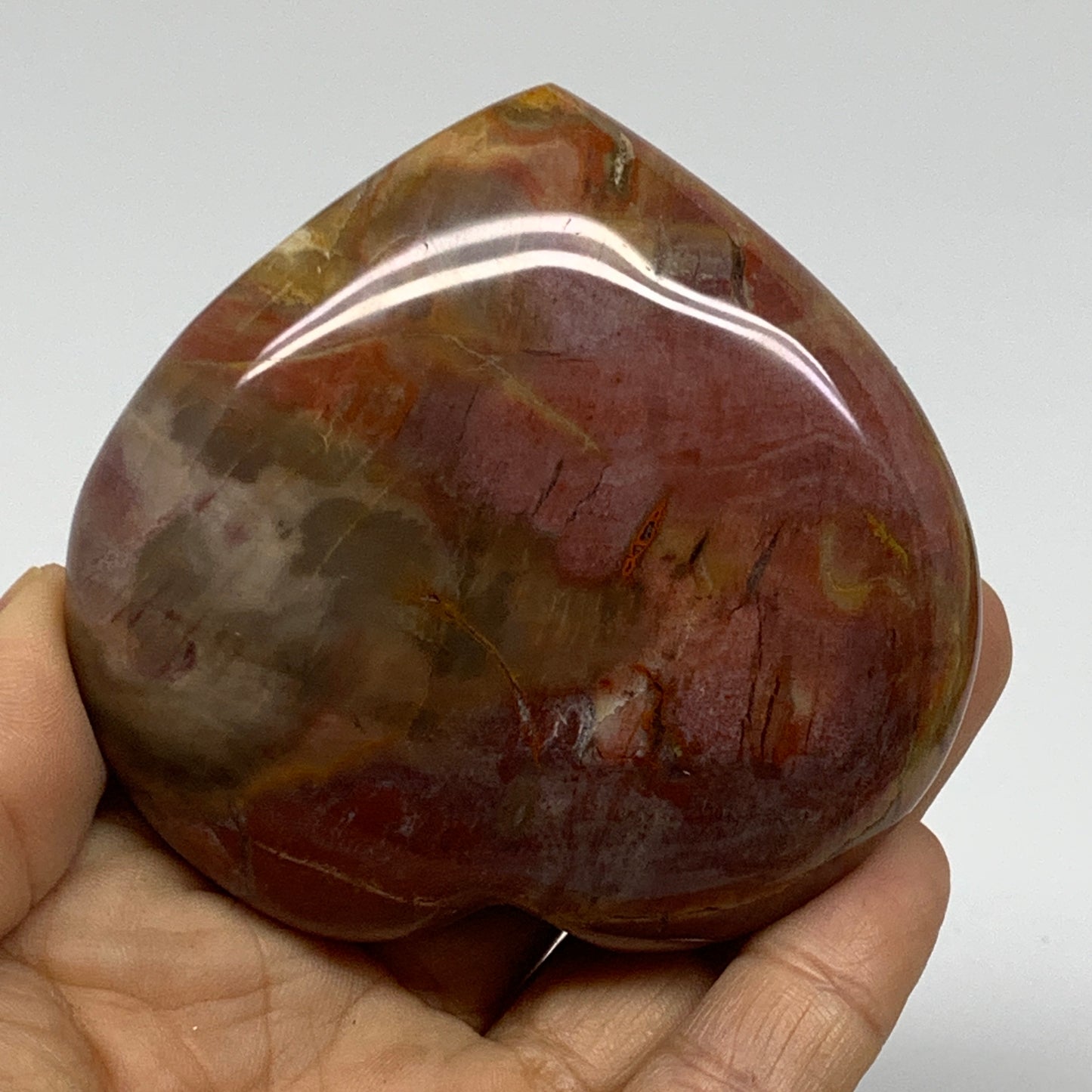 0.46 lbs, 2.9"x3"x1.1", Natural Petrified Wood Heart Polished Crystal, B37435