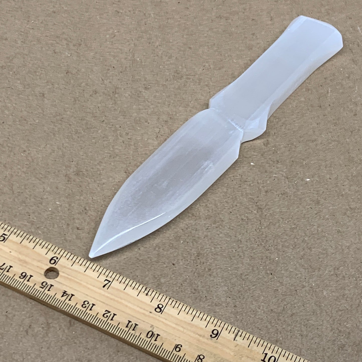 122g, 7.5"x1.3"x0.6", Natural Selenite Crystal Dagger (Satin Spar), B36490