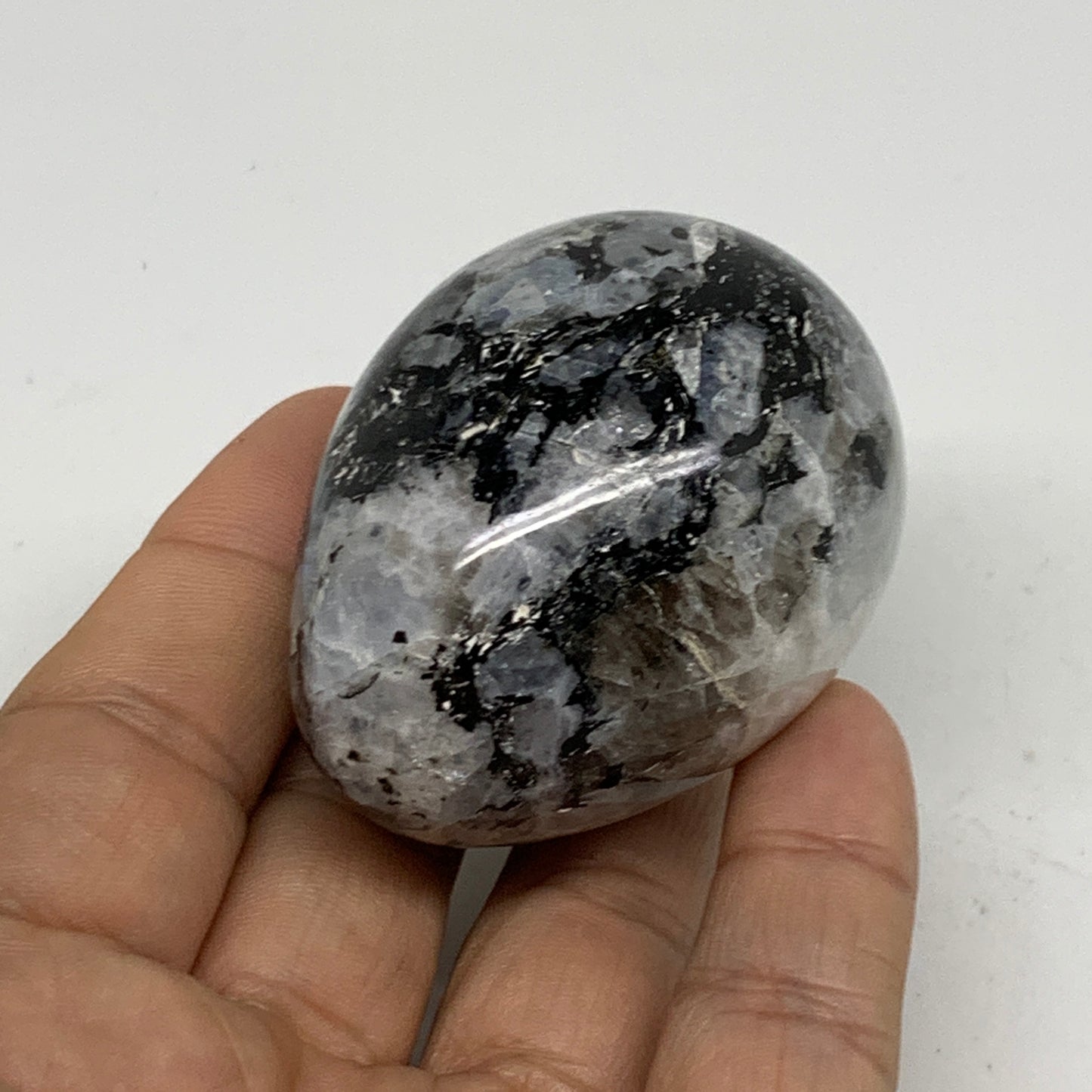 133g, 2.2"x1.7", Natural Gemstone White Rainbow Moonstone Egg, B34420