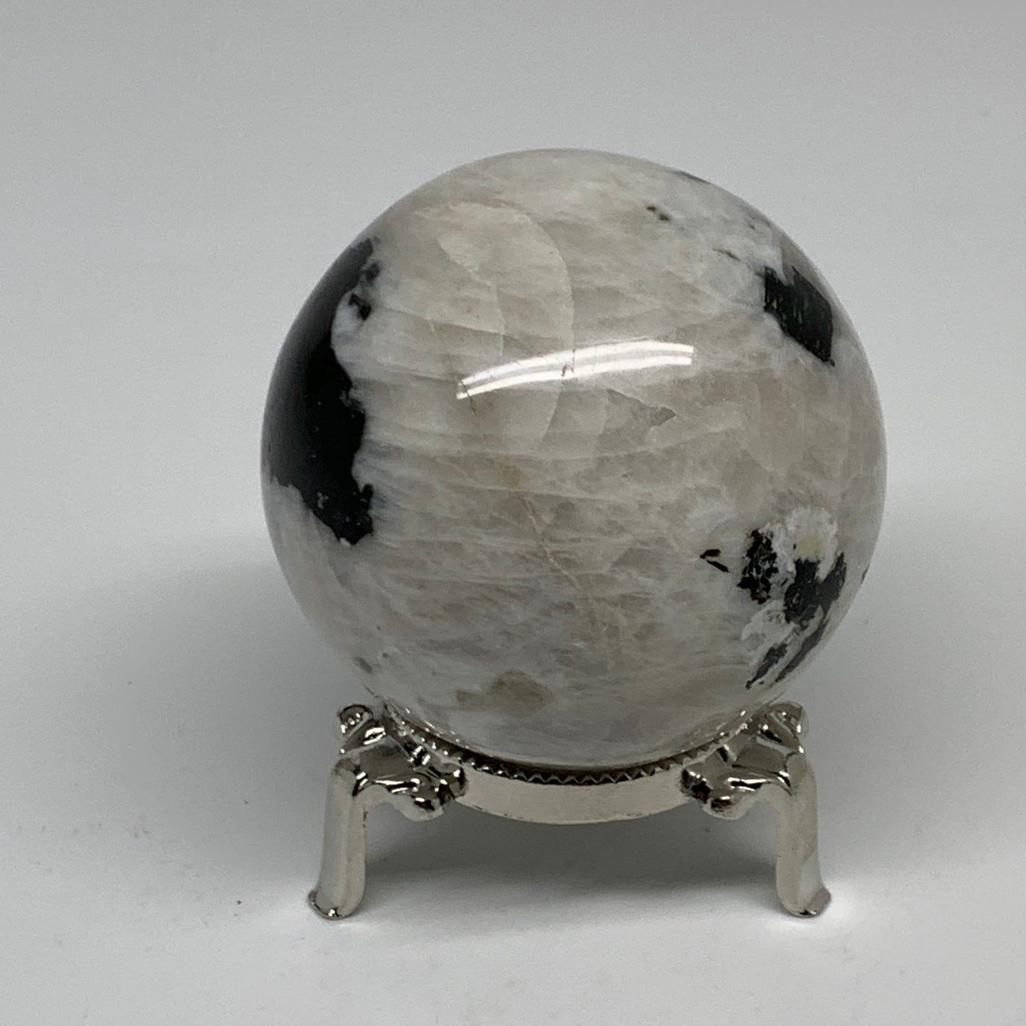 329.9g, 2.5"(63mm), Natural Rainbow Moonstone Sphere Ball Gemstone, B35199