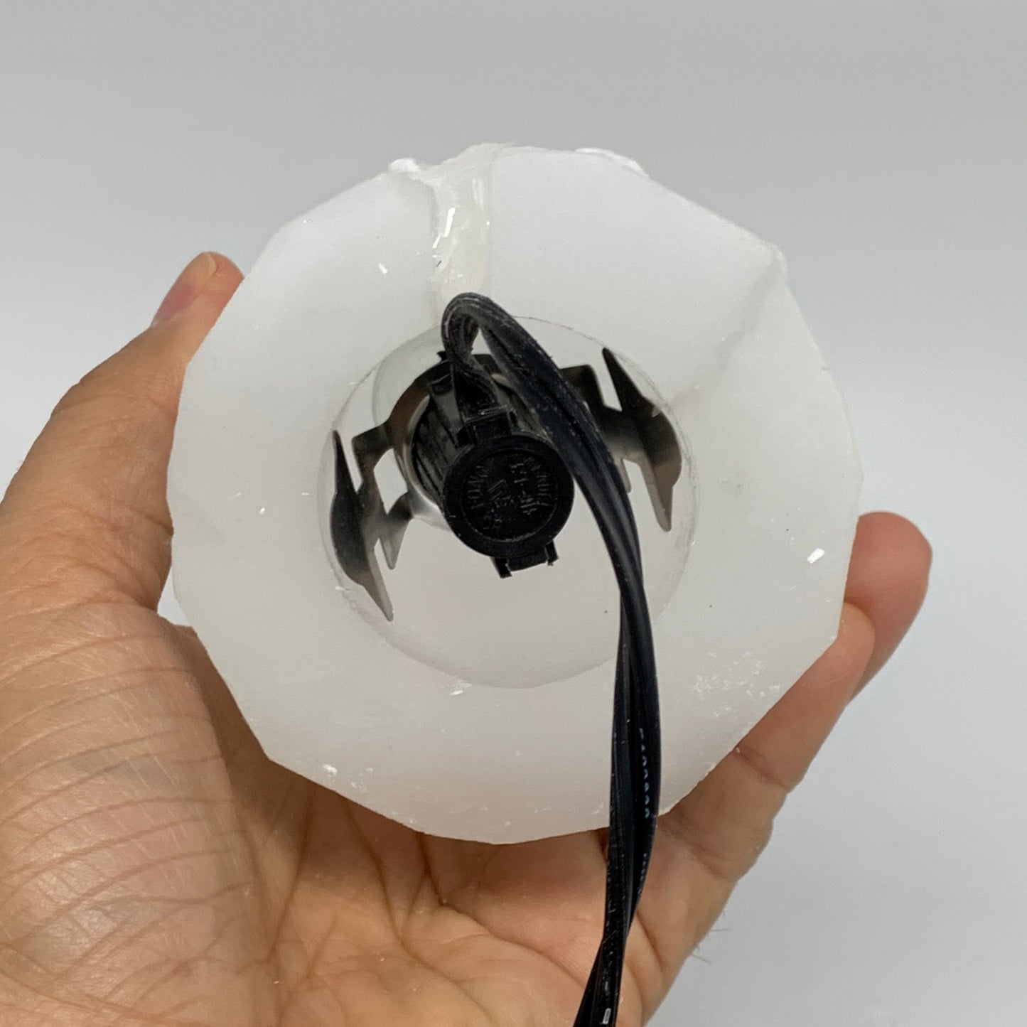 2.1 lbs, 6"x3.1", Raw Rough Selenite (Satin Spar) Lamp Tower, 6ft Chord, B35858