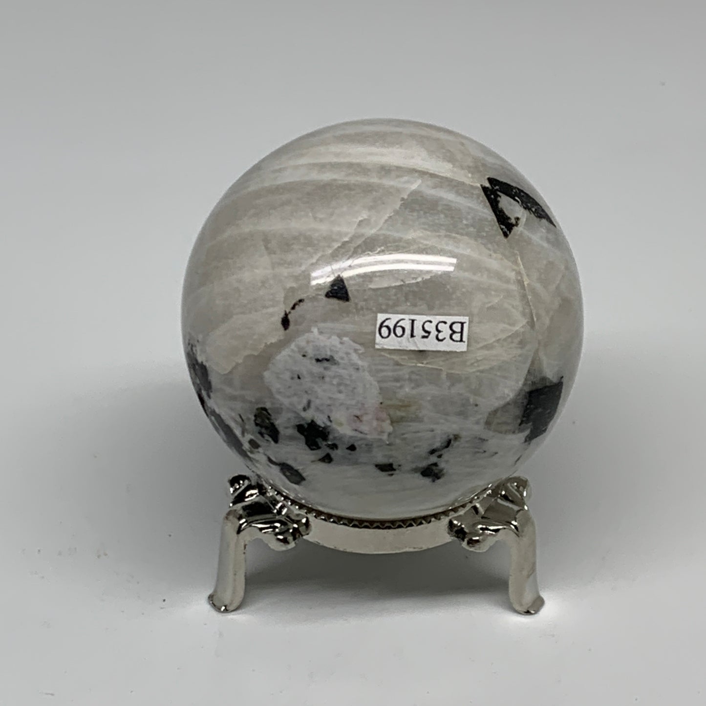 329.9g, 2.5"(63mm), Natural Rainbow Moonstone Sphere Ball Gemstone, B35199