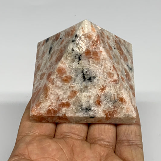 0.49 lbs, 2"x2.4"x2.4", Sunstone Pyramid Gemstone, Polished Gemstone, B31774