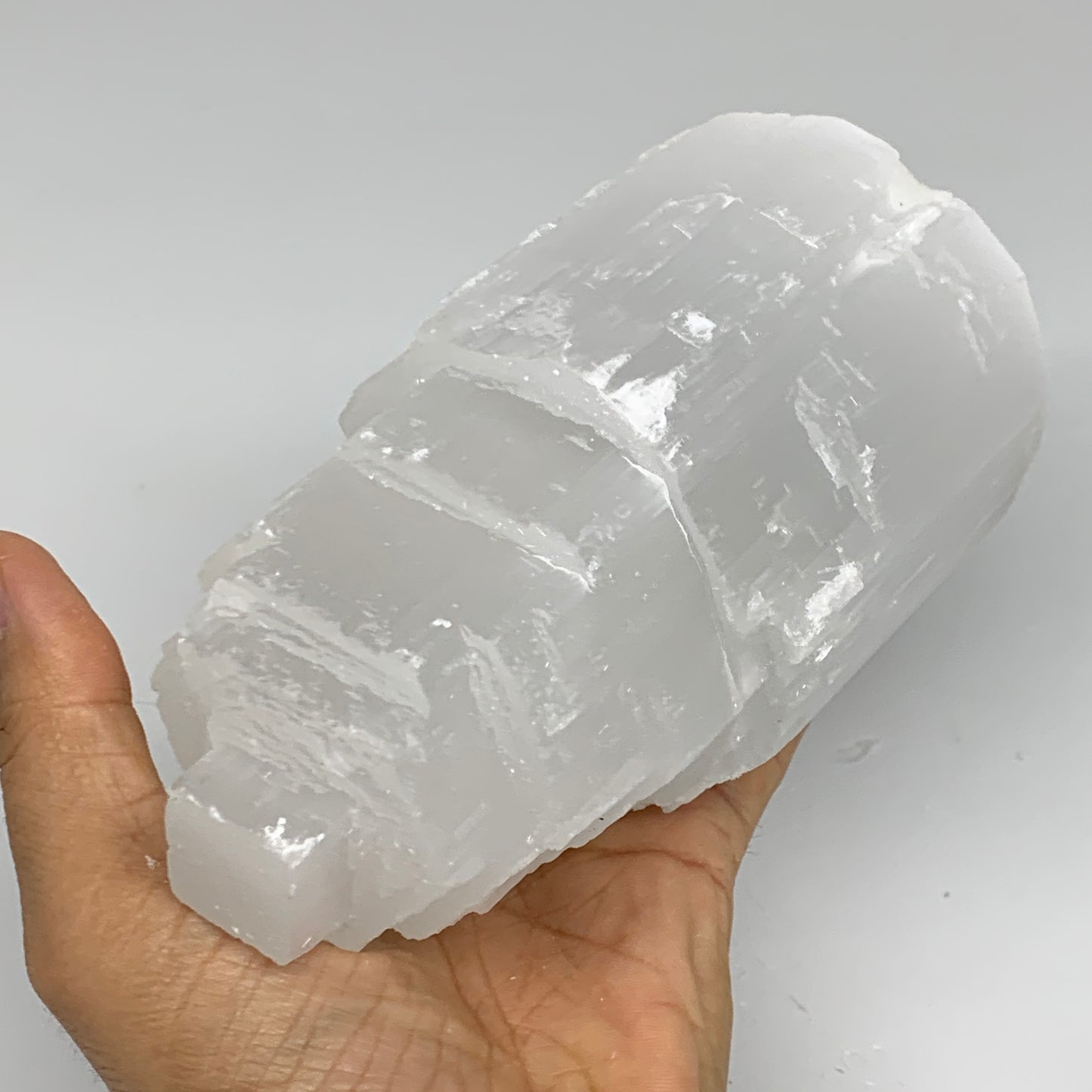 2.1 lbs, 6"x3.1", Raw Rough Selenite (Satin Spar) Lamp Tower, 6ft Chord, B35858