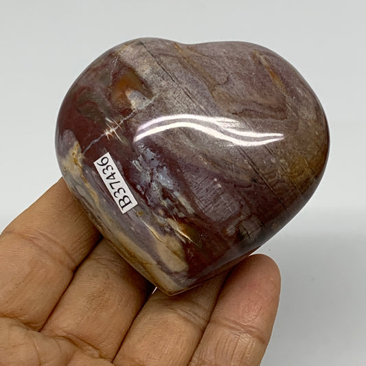 0.38 lbs, 2.4"x2.6"x1.3", Natural Petrified Wood Heart Polished Crystal, B37436
