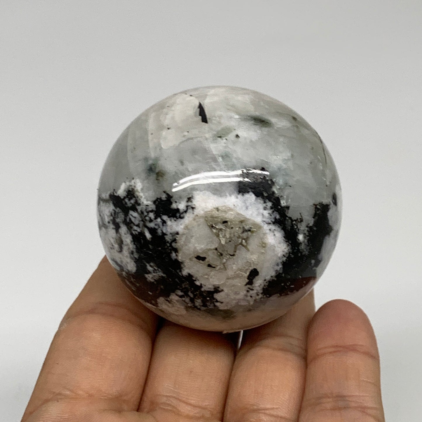 174.7g, 2"(50mm), Natural Rainbow Moonstone Sphere Ball Gemstone, B35200