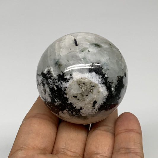 174.7g, 2"(50mm), Natural Rainbow Moonstone Sphere Ball Gemstone, B35200