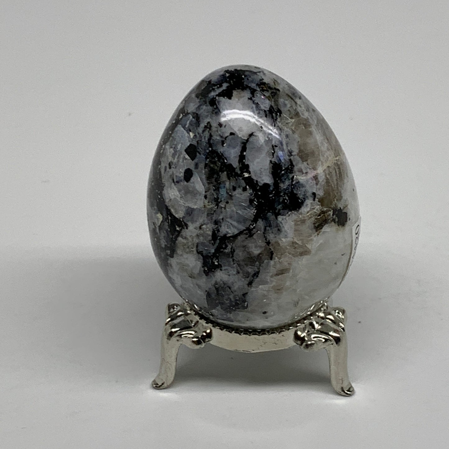 133g, 2.2"x1.7", Natural Gemstone White Rainbow Moonstone Egg, B34420