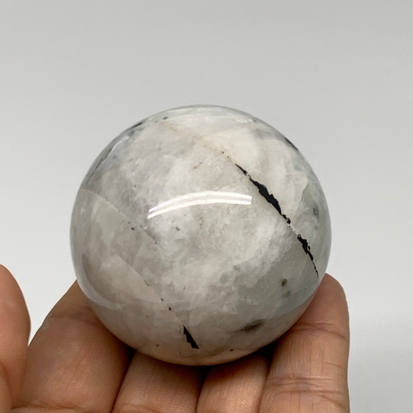 174.7g, 2"(50mm), Natural Rainbow Moonstone Sphere Ball Gemstone, B35200