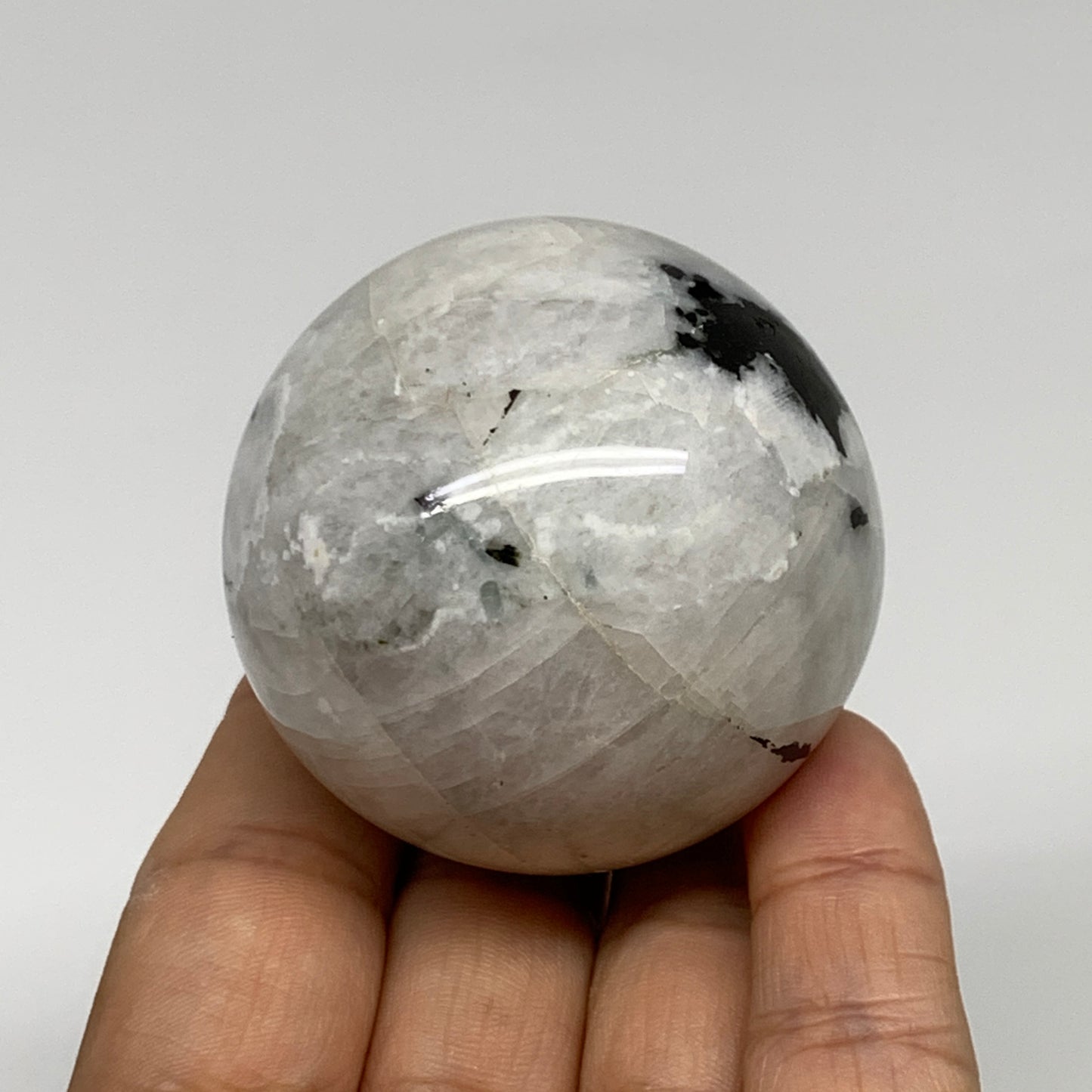 174.7g, 2"(50mm), Natural Rainbow Moonstone Sphere Ball Gemstone, B35200