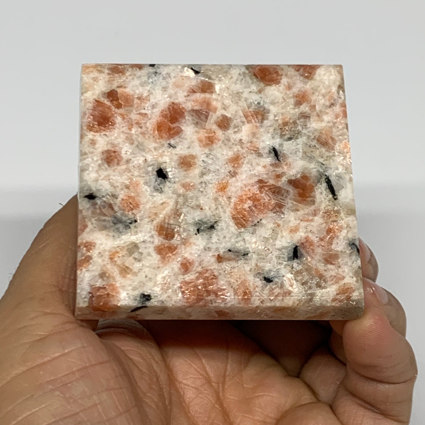 0.49 lbs, 2"x2.4"x2.4", Sunstone Pyramid Gemstone, Polished Gemstone, B31774