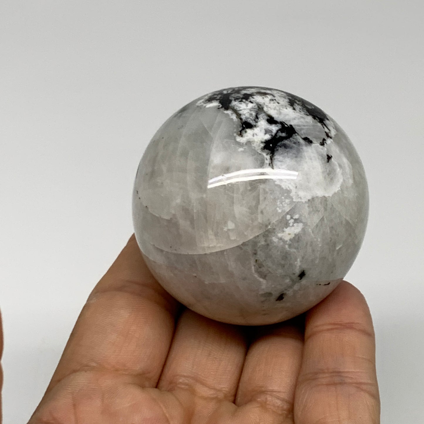 174.7g, 2"(50mm), Natural Rainbow Moonstone Sphere Ball Gemstone, B35200