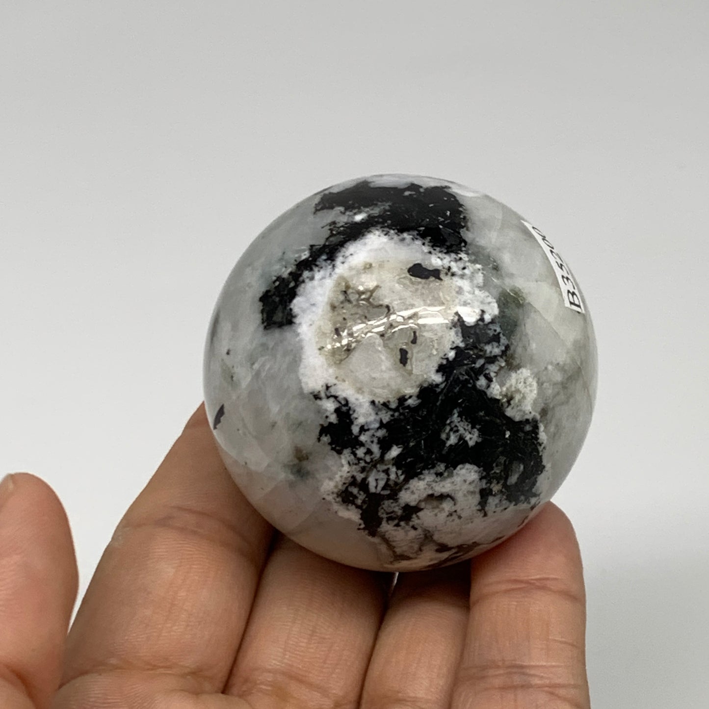 174.7g, 2"(50mm), Natural Rainbow Moonstone Sphere Ball Gemstone, B35200