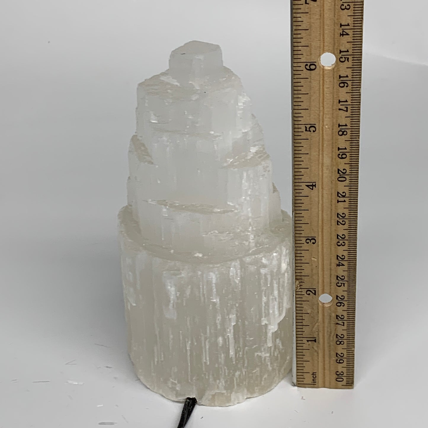 2.1 lbs, 6"x3.1", Raw Rough Selenite (Satin Spar) Lamp Tower, 6ft Chord, B35859