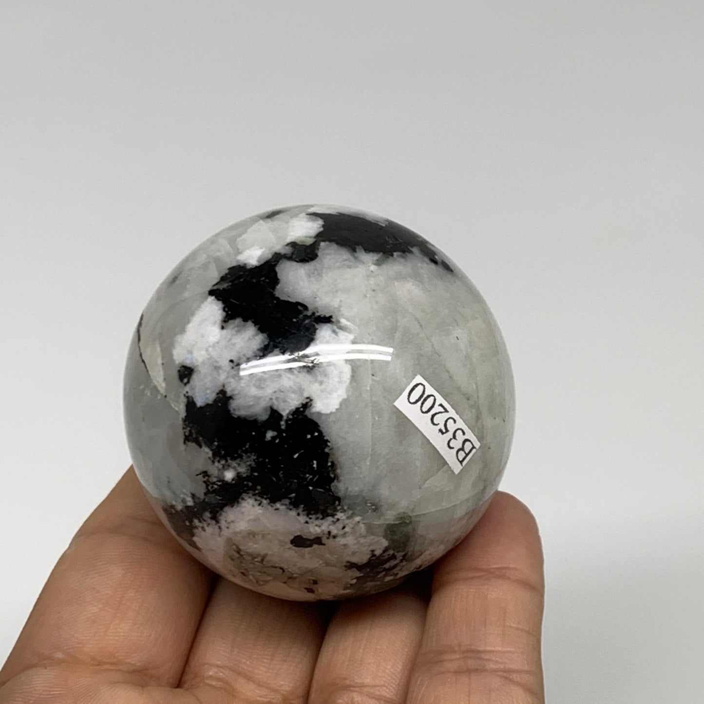 174.7g, 2"(50mm), Natural Rainbow Moonstone Sphere Ball Gemstone, B35200