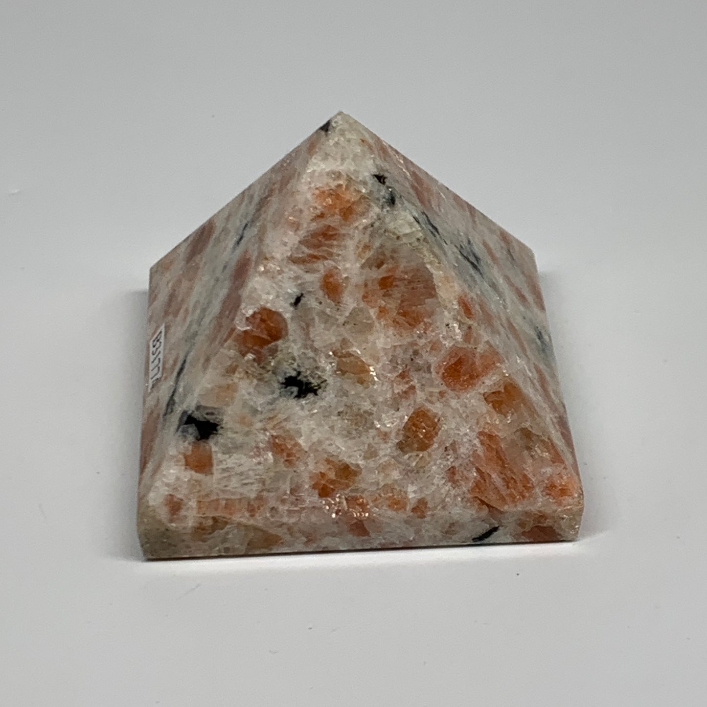 0.49 lbs, 2"x2.4"x2.4", Sunstone Pyramid Gemstone, Polished Gemstone, B31774