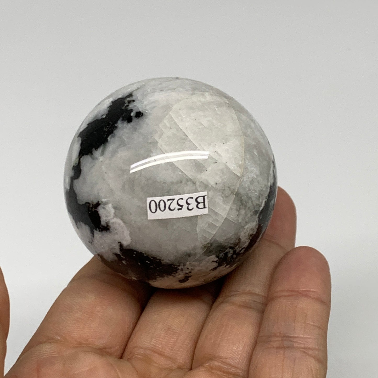 174.7g, 2"(50mm), Natural Rainbow Moonstone Sphere Ball Gemstone, B35200