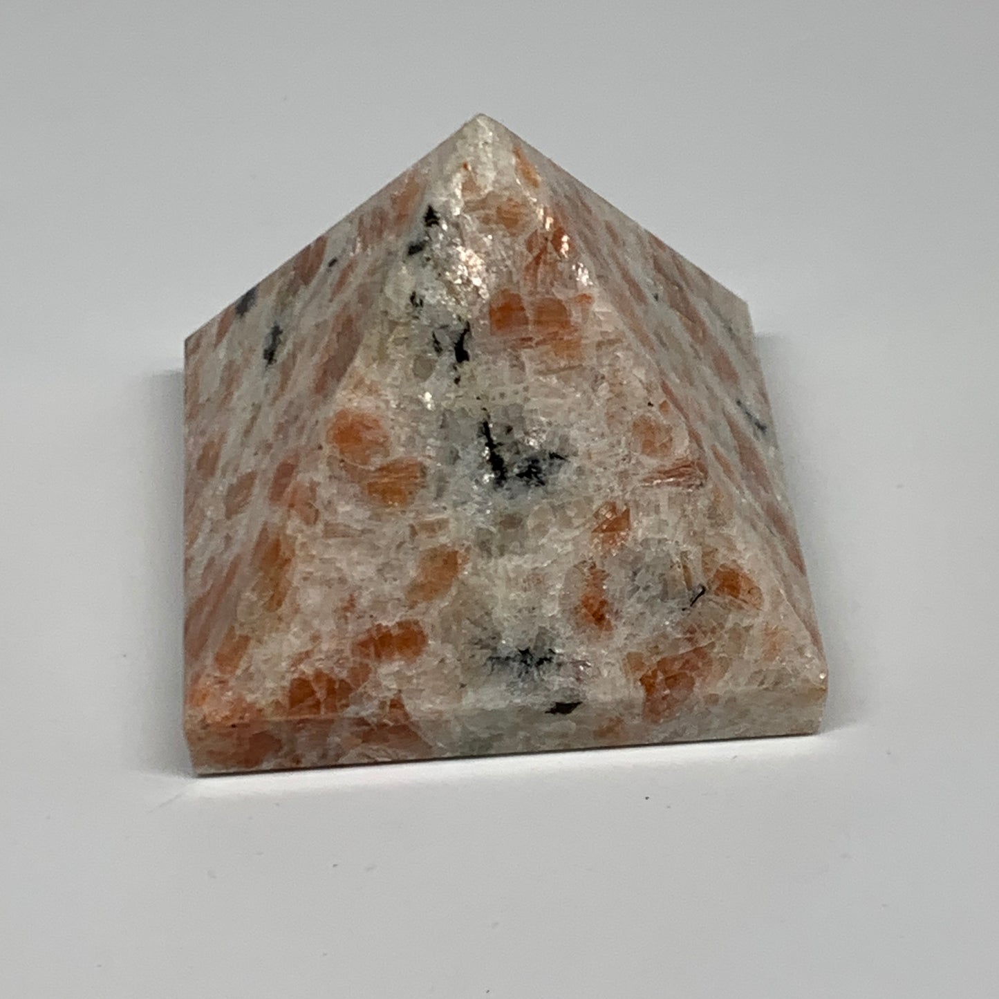 0.49 lbs, 2"x2.4"x2.4", Sunstone Pyramid Gemstone, Polished Gemstone, B31774