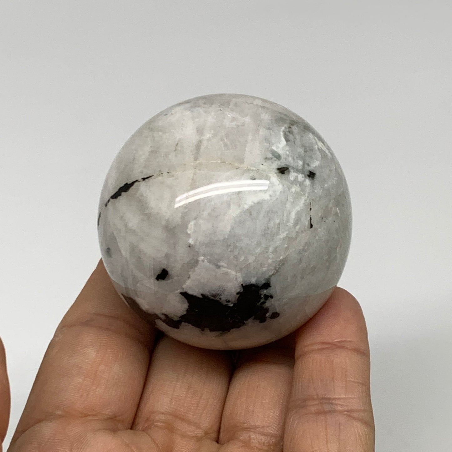 174.7g, 2"(50mm), Natural Rainbow Moonstone Sphere Ball Gemstone, B35200