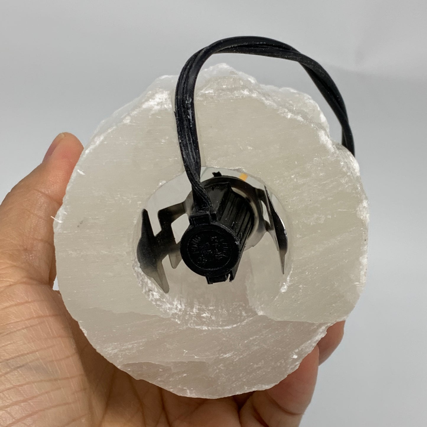 2.1 lbs, 6"x3.1", Raw Rough Selenite (Satin Spar) Lamp Tower, 6ft Chord, B35859