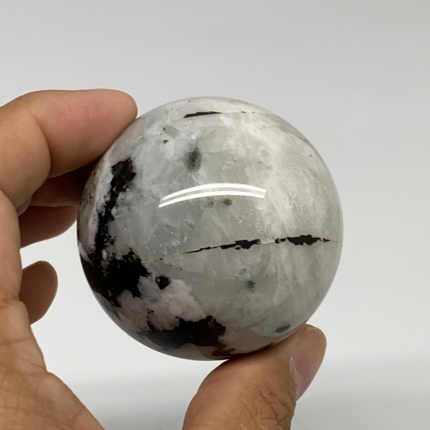 174.7g, 2"(50mm), Natural Rainbow Moonstone Sphere Ball Gemstone, B35200