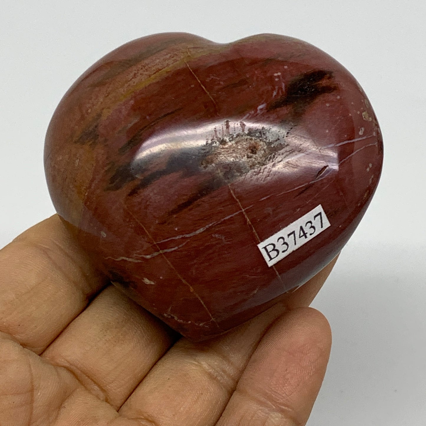 0.37 lbs, 2.4"x2.6"x1.3", Natural Petrified Wood Heart Polished Crystal, B37437