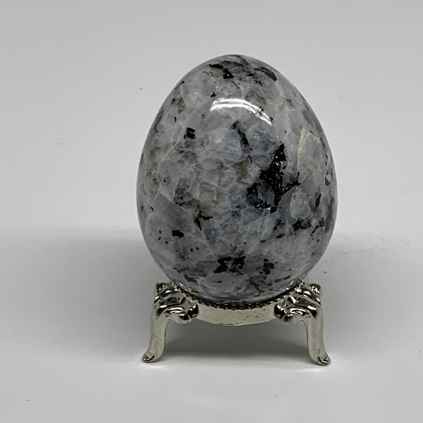 144.2g, 2.2"x1.7", Natural Gemstone White Rainbow Moonstone Egg, B34421