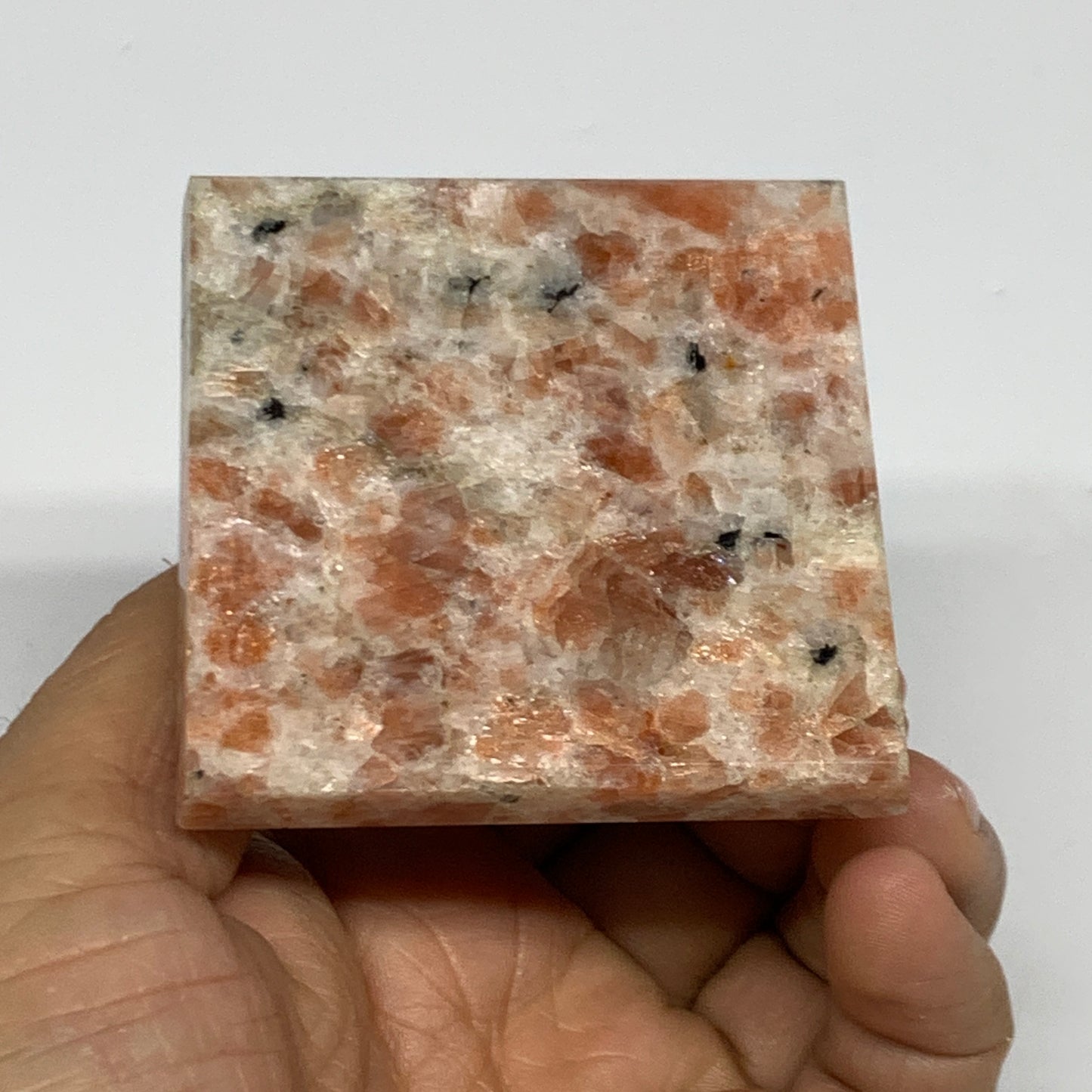 0.37 lbs, 1.8"x2.2"x2.2", Sunstone Pyramid Gemstone, Polished Gemstone, B31775