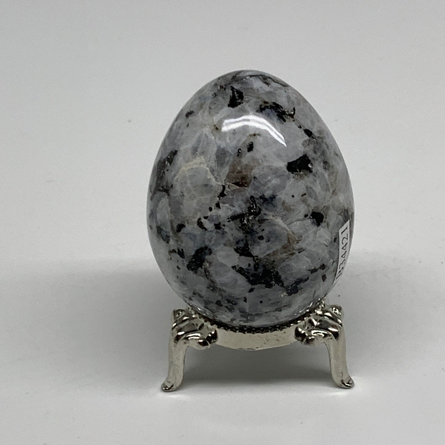 144.2g, 2.2"x1.7", Natural Gemstone White Rainbow Moonstone Egg, B34421