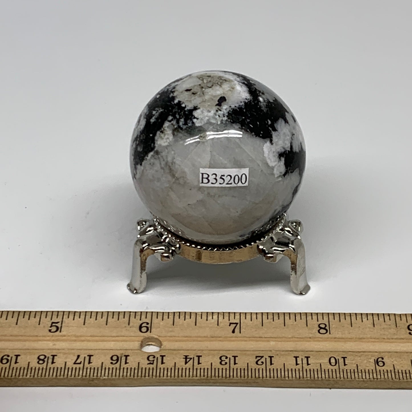 174.7g, 2"(50mm), Natural Rainbow Moonstone Sphere Ball Gemstone, B35200