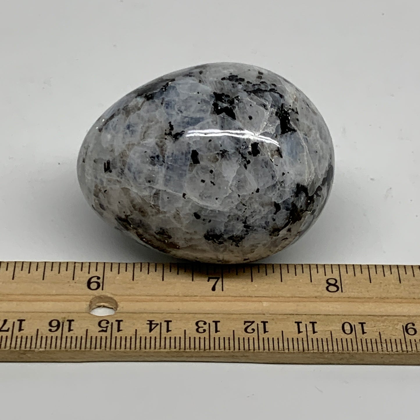 144.2g, 2.2"x1.7", Natural Gemstone White Rainbow Moonstone Egg, B34421