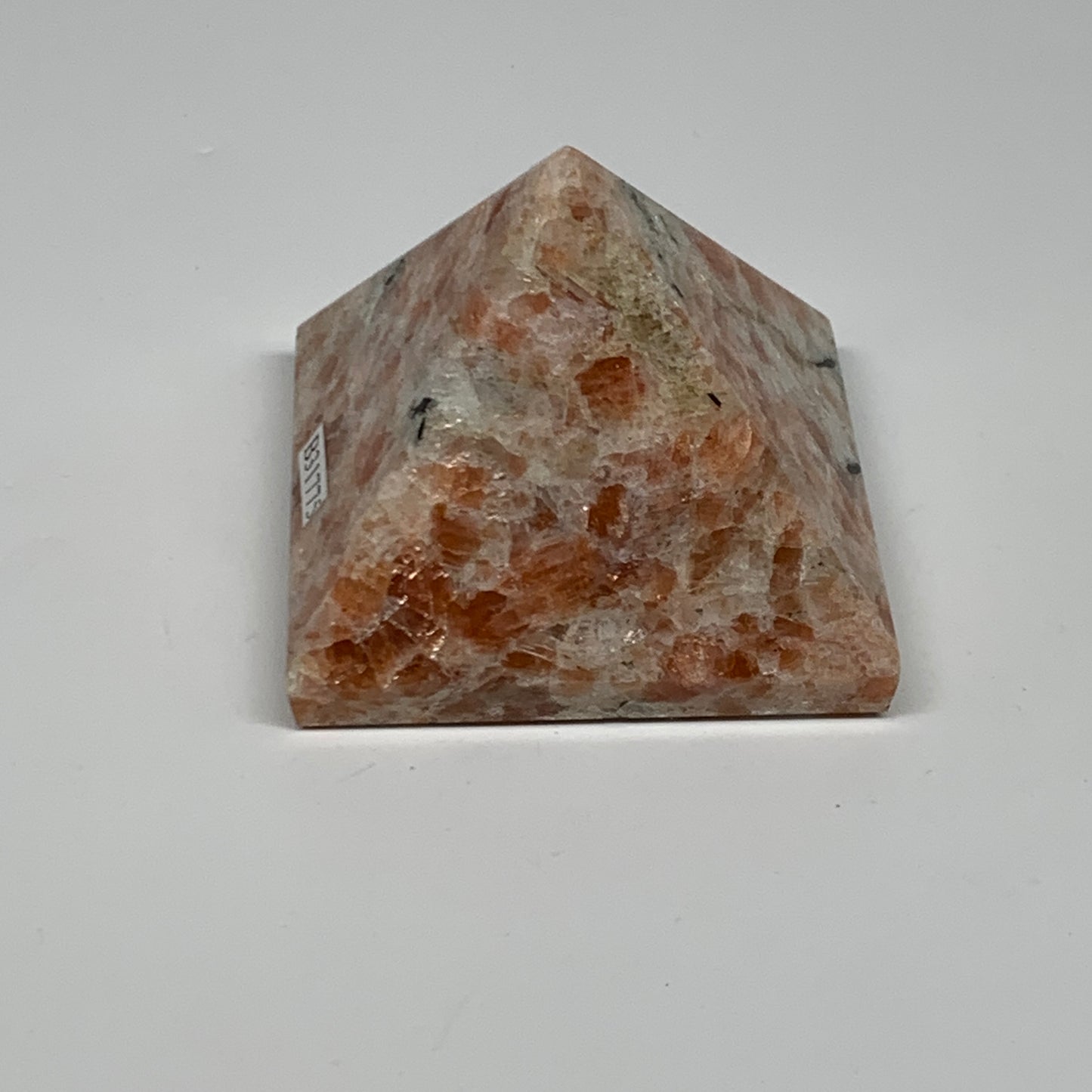 0.37 lbs, 1.8"x2.2"x2.2", Sunstone Pyramid Gemstone, Polished Gemstone, B31775