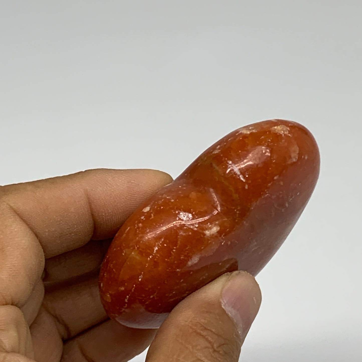 96.6g, 2.2"x2.5"x0.9" Orange Calcite Heart Gemstones from Madagascar, B33781