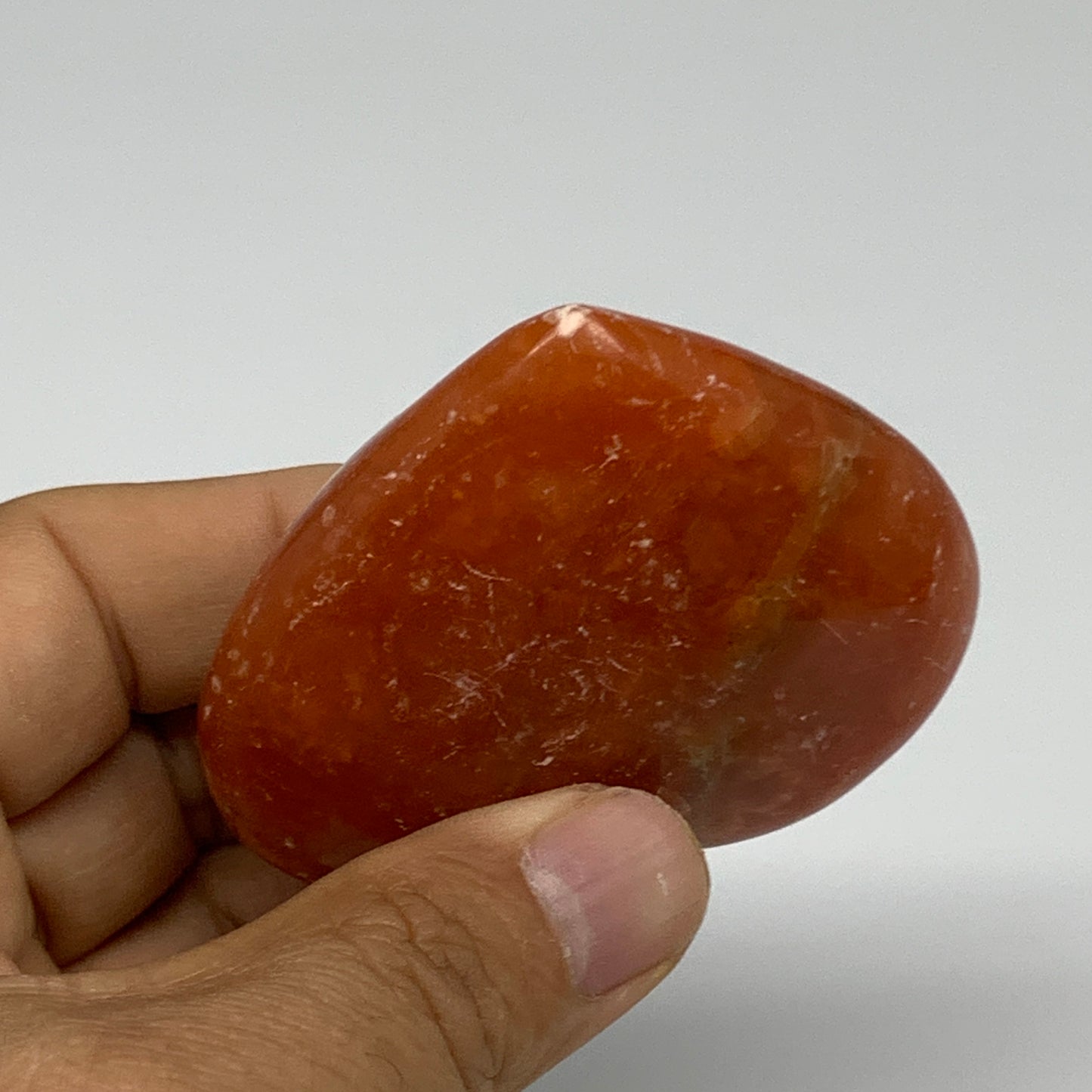 96.6g, 2.2"x2.5"x0.9" Orange Calcite Heart Gemstones from Madagascar, B33781