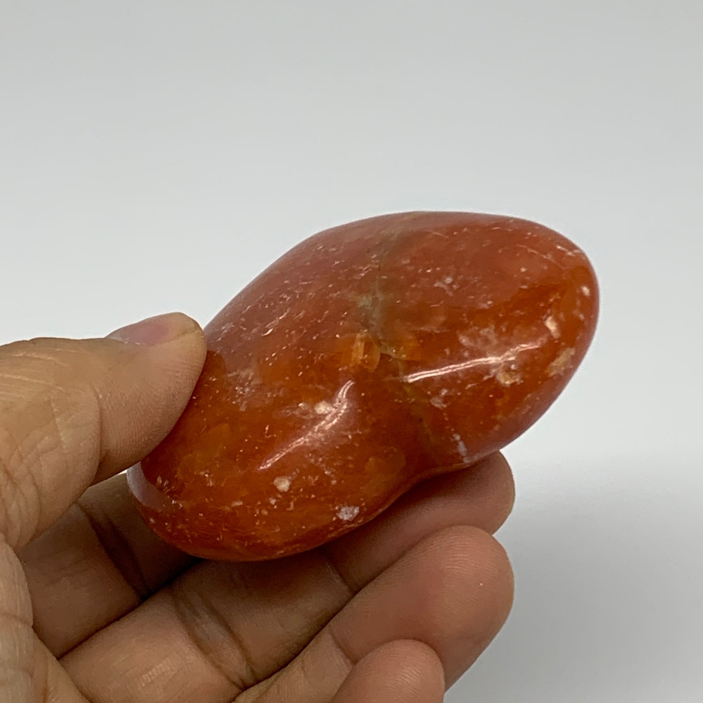 96.6g, 2.2"x2.5"x0.9" Orange Calcite Heart Gemstones from Madagascar, B33781