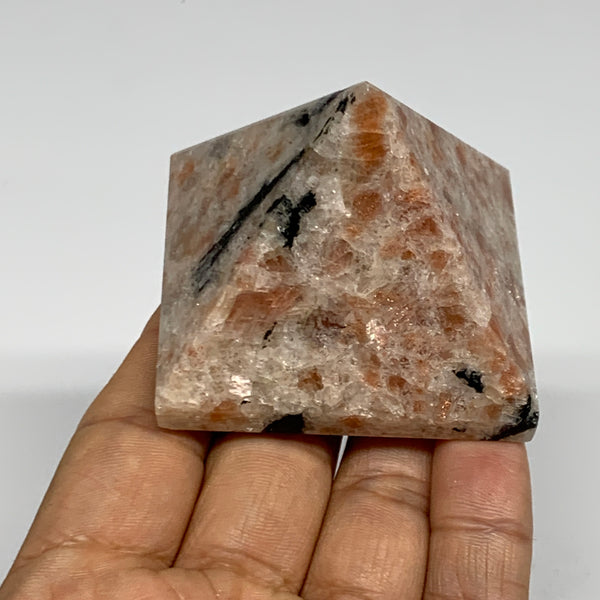 0.33 lbs, 1.7"x2.2"x2.2", Sunstone Pyramid Gemstone, Polished Gemstone, B31776