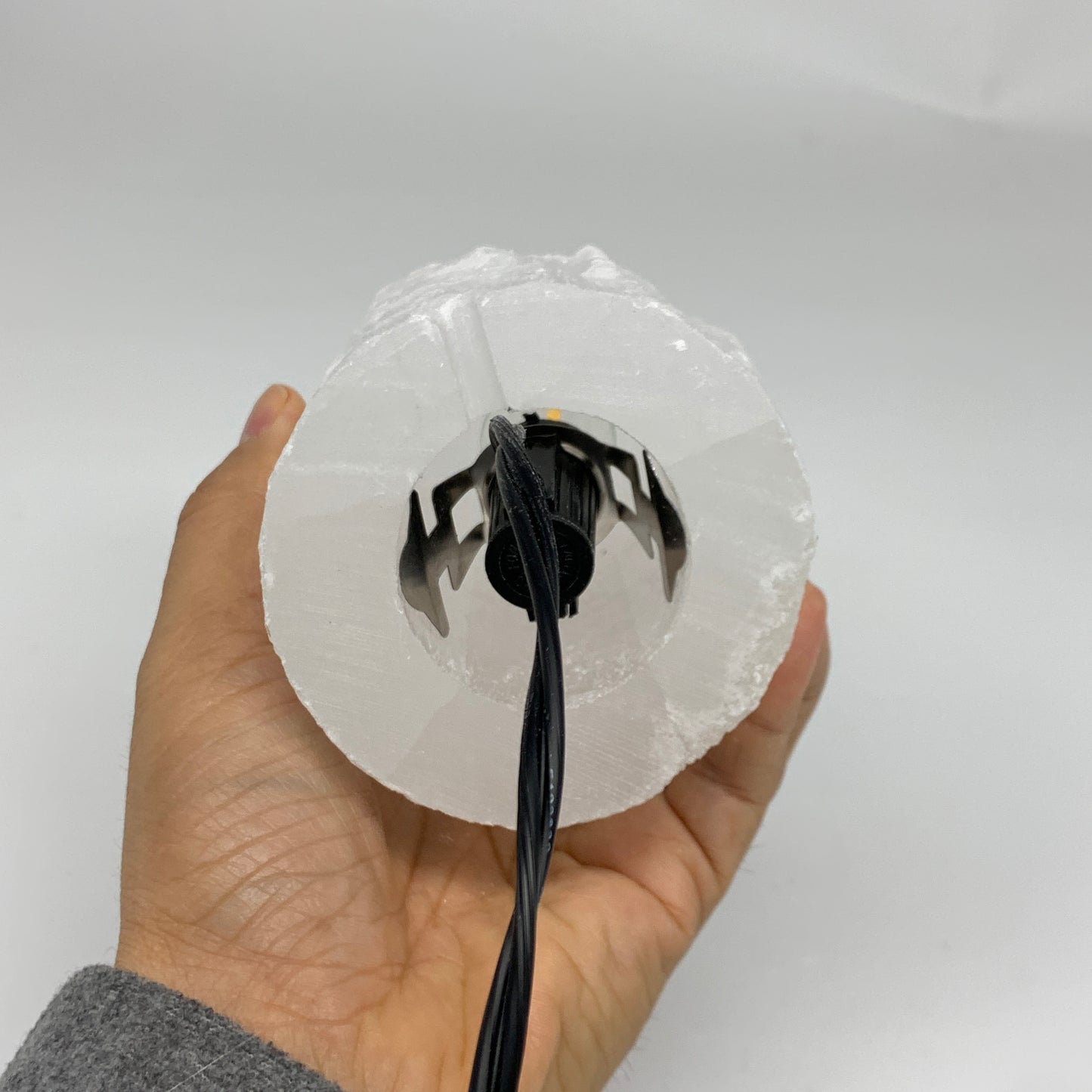 2.2 lbs, 6"x3.1", Raw Rough Selenite (Satin Spar) Lamp Tower, 6ft Chord, B35860