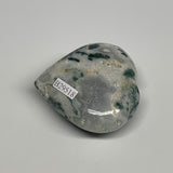 84.4g, 2.1"x2.2"x0.9", Natural Moss Agate Heart Crystal Gemstone @India, B29518