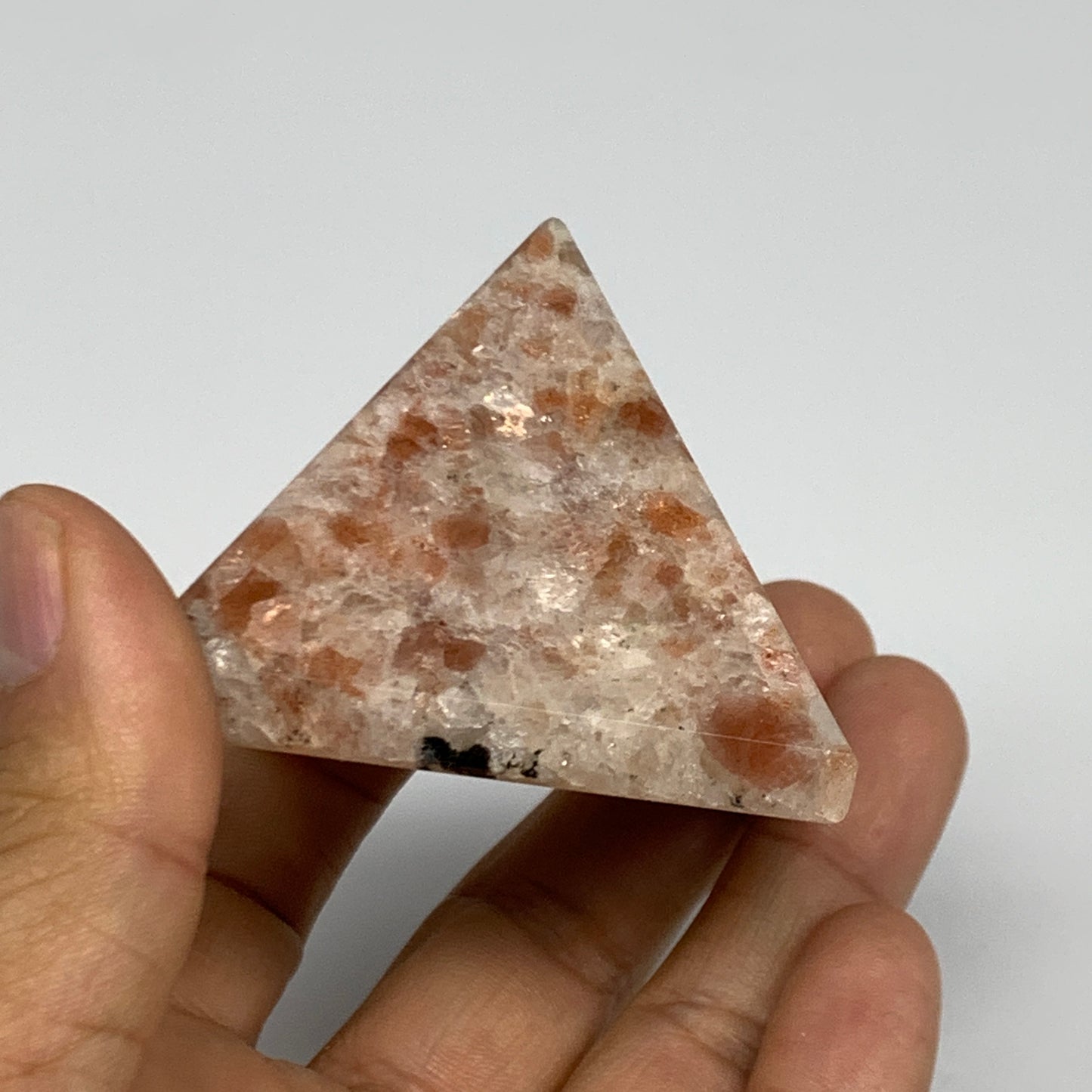 0.33 lbs, 1.7"x2.2"x2.2", Sunstone Pyramid Gemstone, Polished Gemstone, B31776