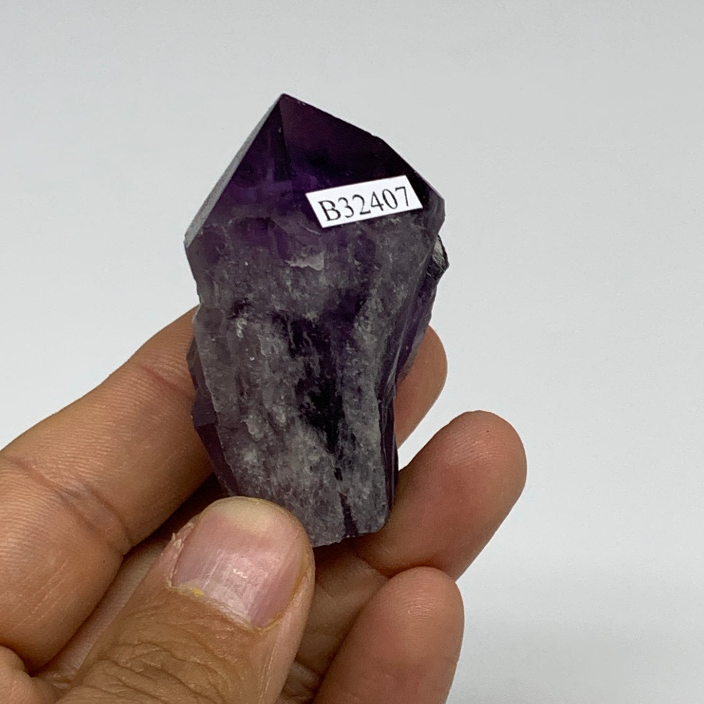 58g, 2.1"x1.5"x1.1", Amethyst Point Polished Rough lower part, B32407