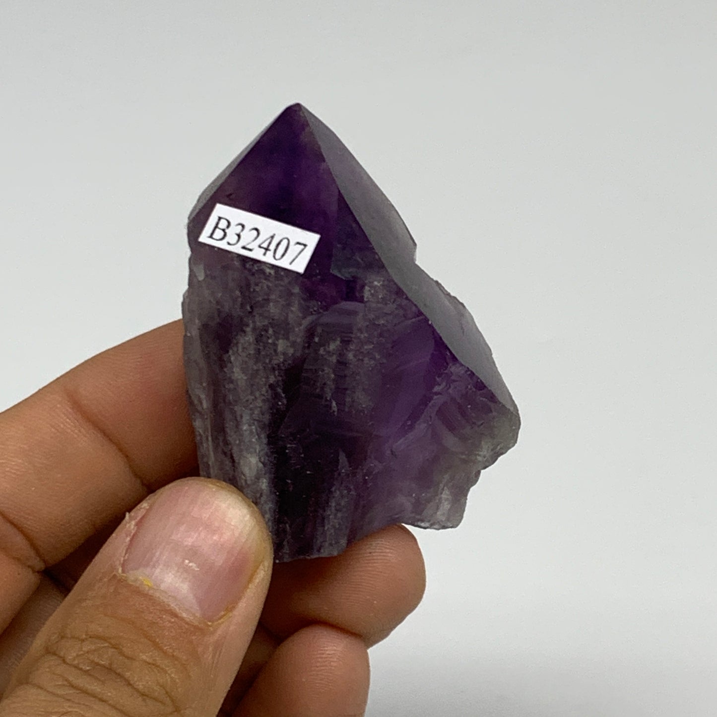 58g, 2.1"x1.5"x1.1", Amethyst Point Polished Rough lower part, B32407